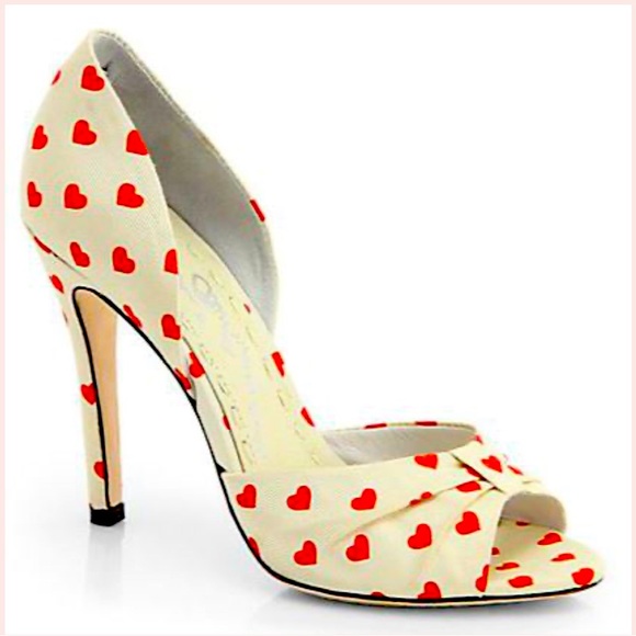 Alice + Olivia Shoes - Alice & Olivia Gigi heart-print grosgrain peep-toe pump. Never worn. Size 38.